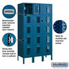Salsbury Industries 5 Tier Box Vented Locker, 36"Wx66"Hx15"D, 15 Door, Blue, Unassembled 75355BL-U